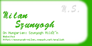 milan szunyogh business card